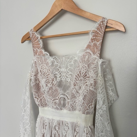 chinese dress ladies Rosalie Lace Ruffle Mini Dress White Selfie Leslie
